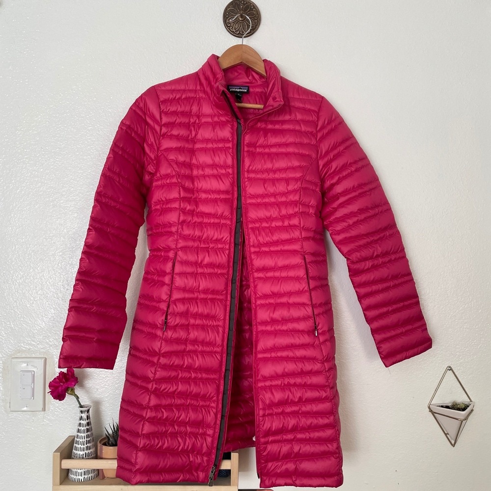 Patagonia Down Fiona Parka Long Sleeve Fuchsia 600 Fill Full Zip